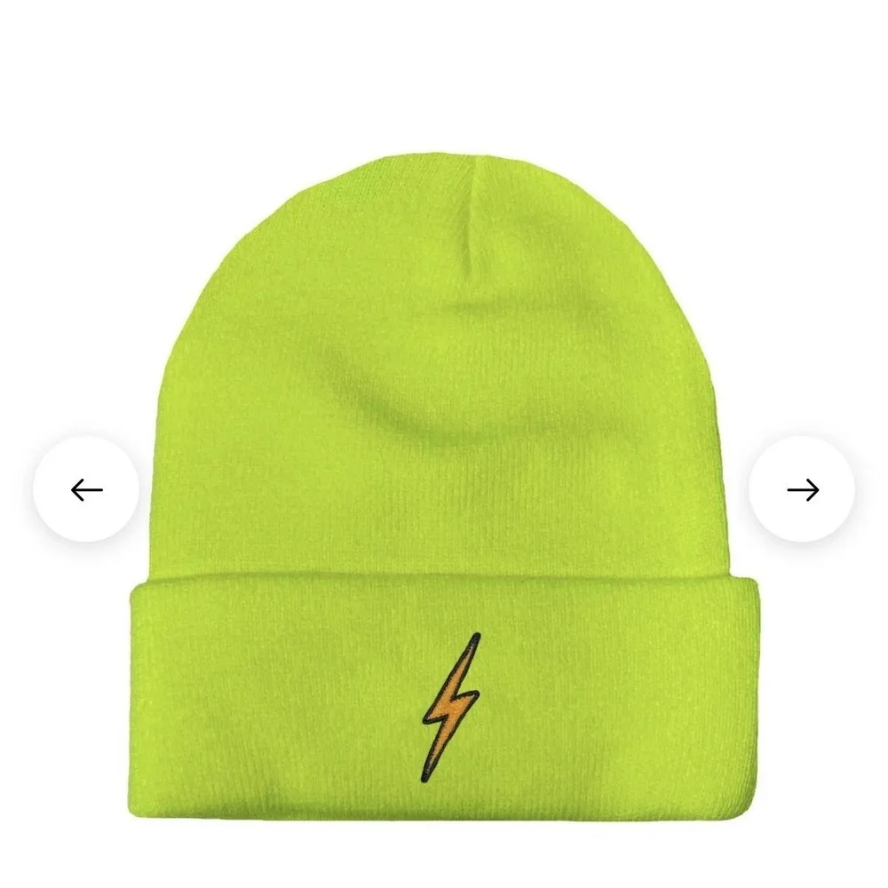 Aviator Nation Bolt Logo Full Rib Beanie Neon Yellow Unisex Made in USA
